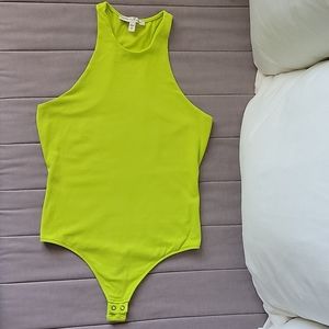 Express Neon Halter Racerback Thong Bodysuit